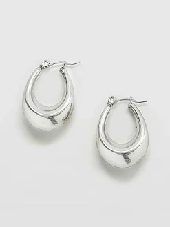 Admiral Row Silver Oval Hoop Earrings