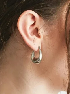 Admiral Row Silver Oval Hoop Earrings