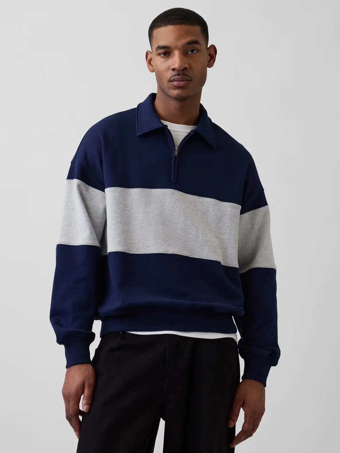 Adult Heavyweight Oversized Quarter-Zip Polo Sweatshirt