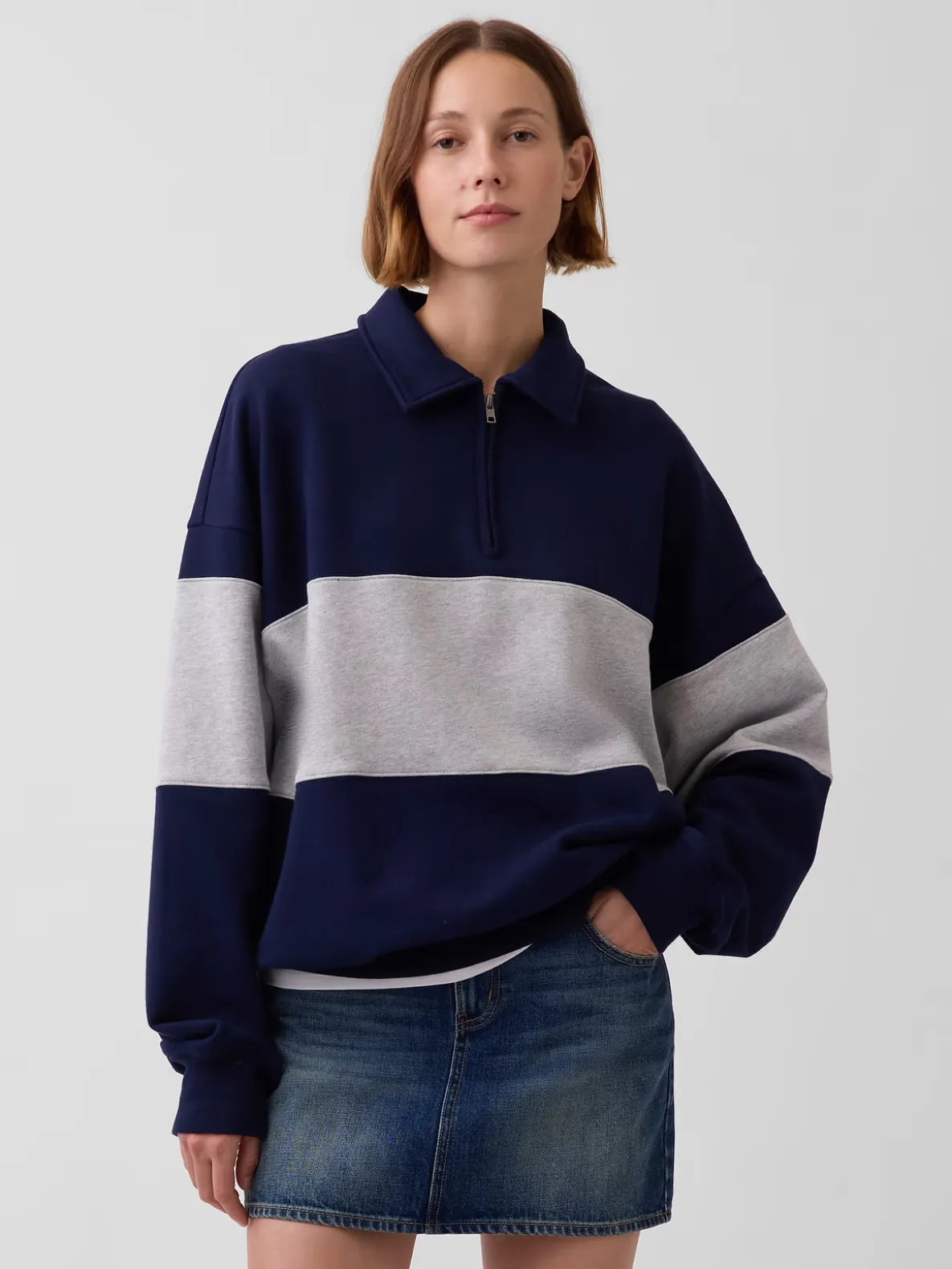 Adult Heavyweight Oversized Quarter-Zip Polo Sweatshirt