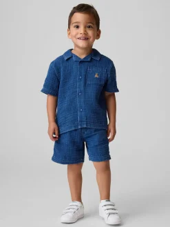 Baby & Toddler Cotton Gauze Denim Outfit Set