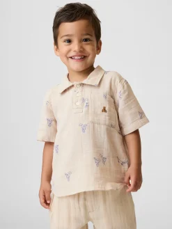Baby & Toddler Cotton Gauze Print Polo Shirt