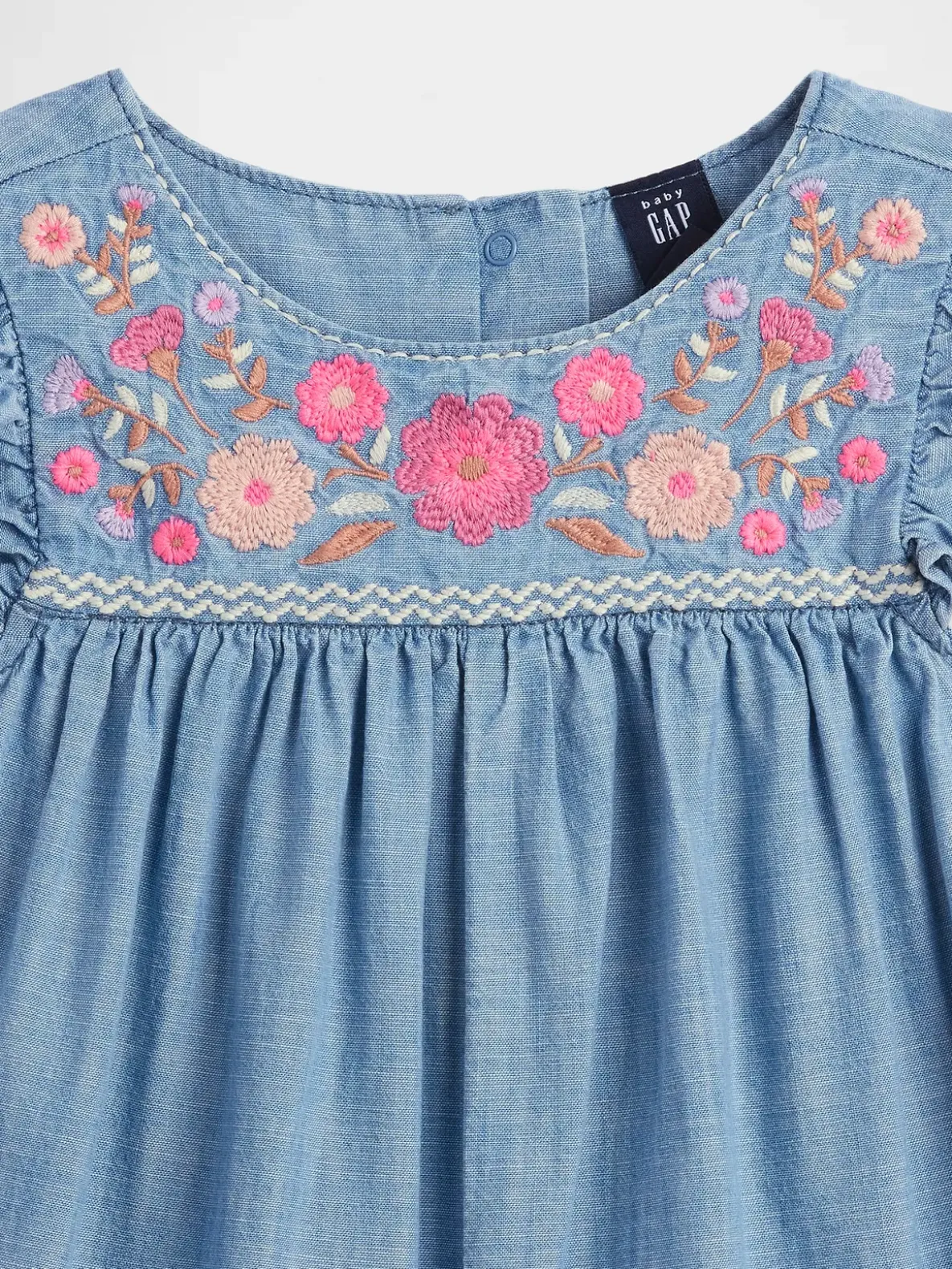 Baby & Toddler Denim Embroidered Yoke Romper
