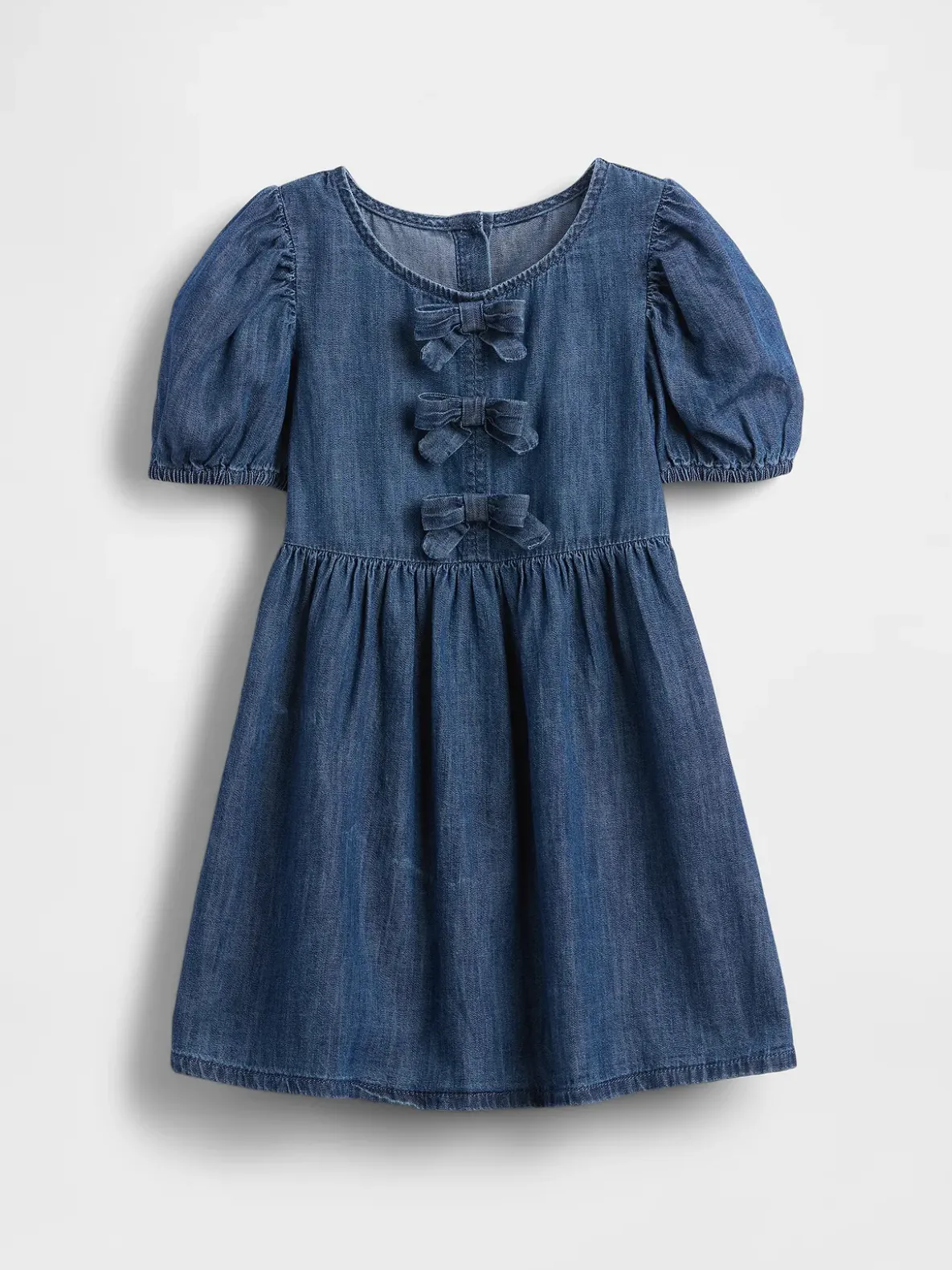 Baby & Toddler Denim Puff-Sleeve Bow Dress
