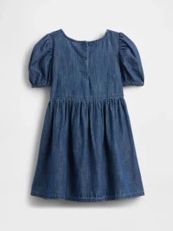 Baby & Toddler Denim Puff-Sleeve Bow Dress