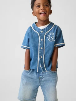 Baby & Toddler Denim Varsity Logo Baseball Shirt