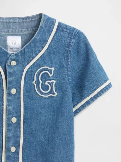 Baby & Toddler Denim Varsity Logo Baseball Shirt