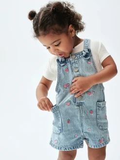 Baby & Toddler Embroidered Denim Shortalls