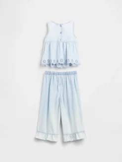 Baby & Toddler Eyelet Denim Outfit Set