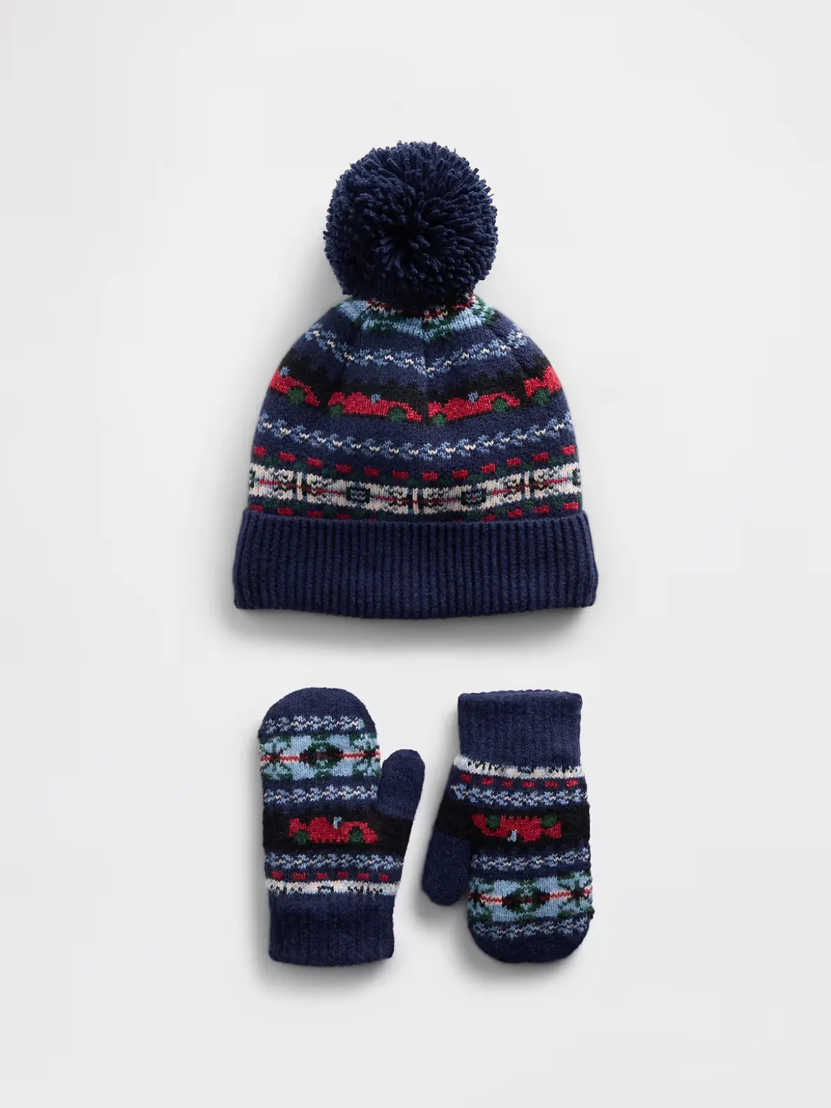 Baby & Toddler Fair Isle Pom Beanie & Mittens Set