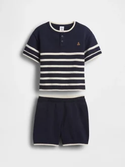 Baby & Toddler Henley Stripe Sweater Set