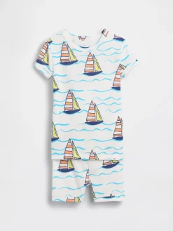 Baby & Toddler Organic Brushed Cotton Sailboat PJ Short Set