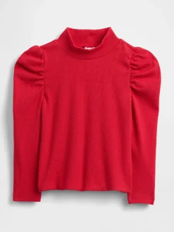 Baby & Toddler Puff-Sleeve Rib Mockneck