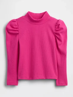 Baby & Toddler Puff-Sleeve Rib Mockneck
