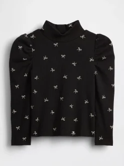 Baby & Toddler Puff-Sleeve Rib Mockneck