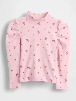 Baby & Toddler Puff-Sleeve Rib Mockneck
