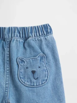Baby Brannan Bear Pocket Pull-On Denim Shorts