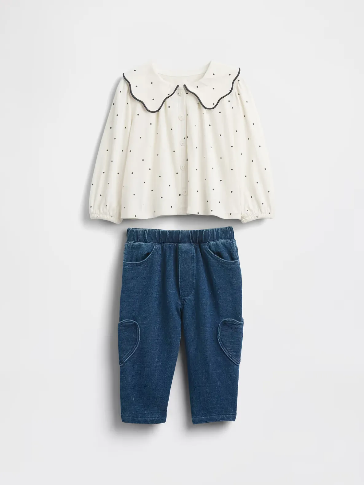 Baby Collared Top & Pull-On Pants Outfit Set