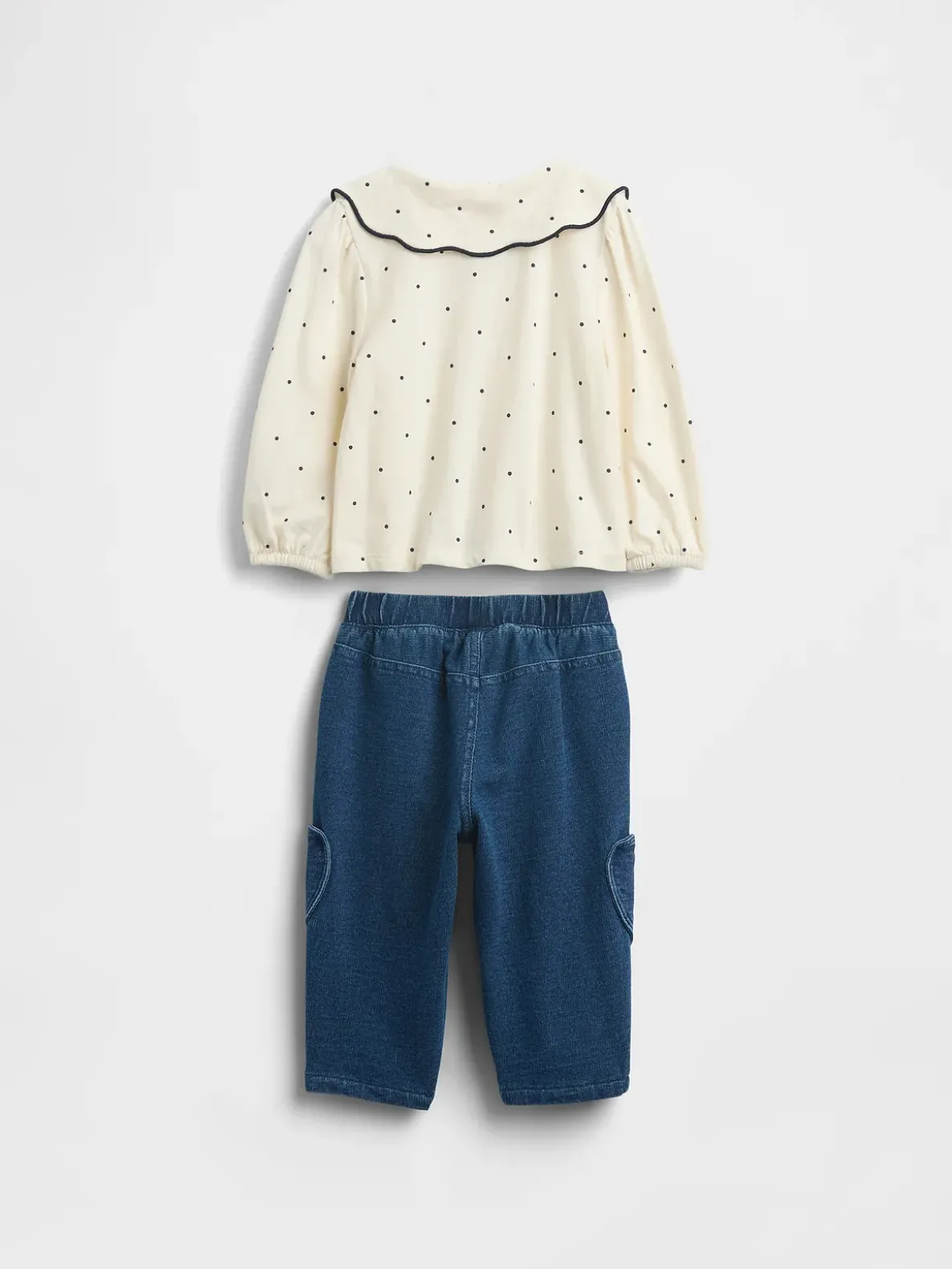 Baby Collared Top & Pull-On Pants Outfit Set