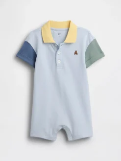 Baby Colorblock Pique Polo Shorty One-Piece