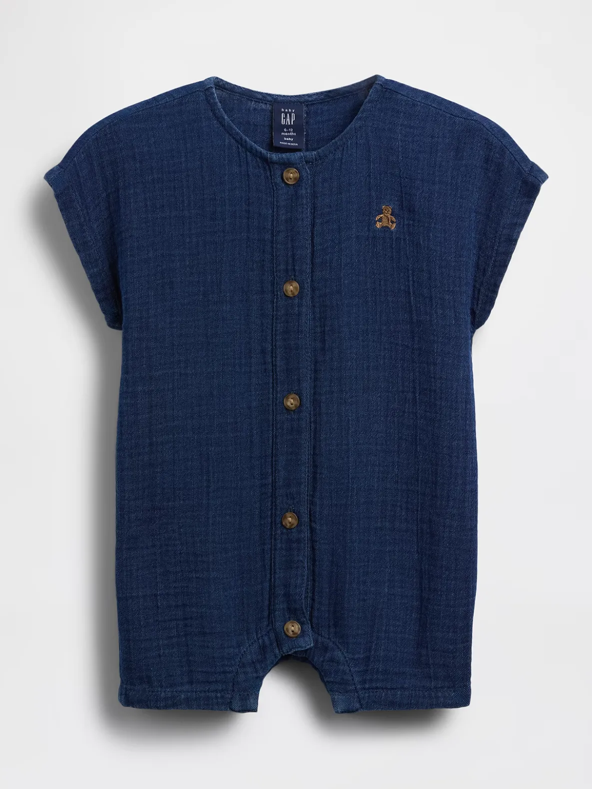 Baby Cotton Gauze Denim Shorty One-Piece
