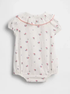 Baby Cotton Gauze Floral Collared Bodysuit