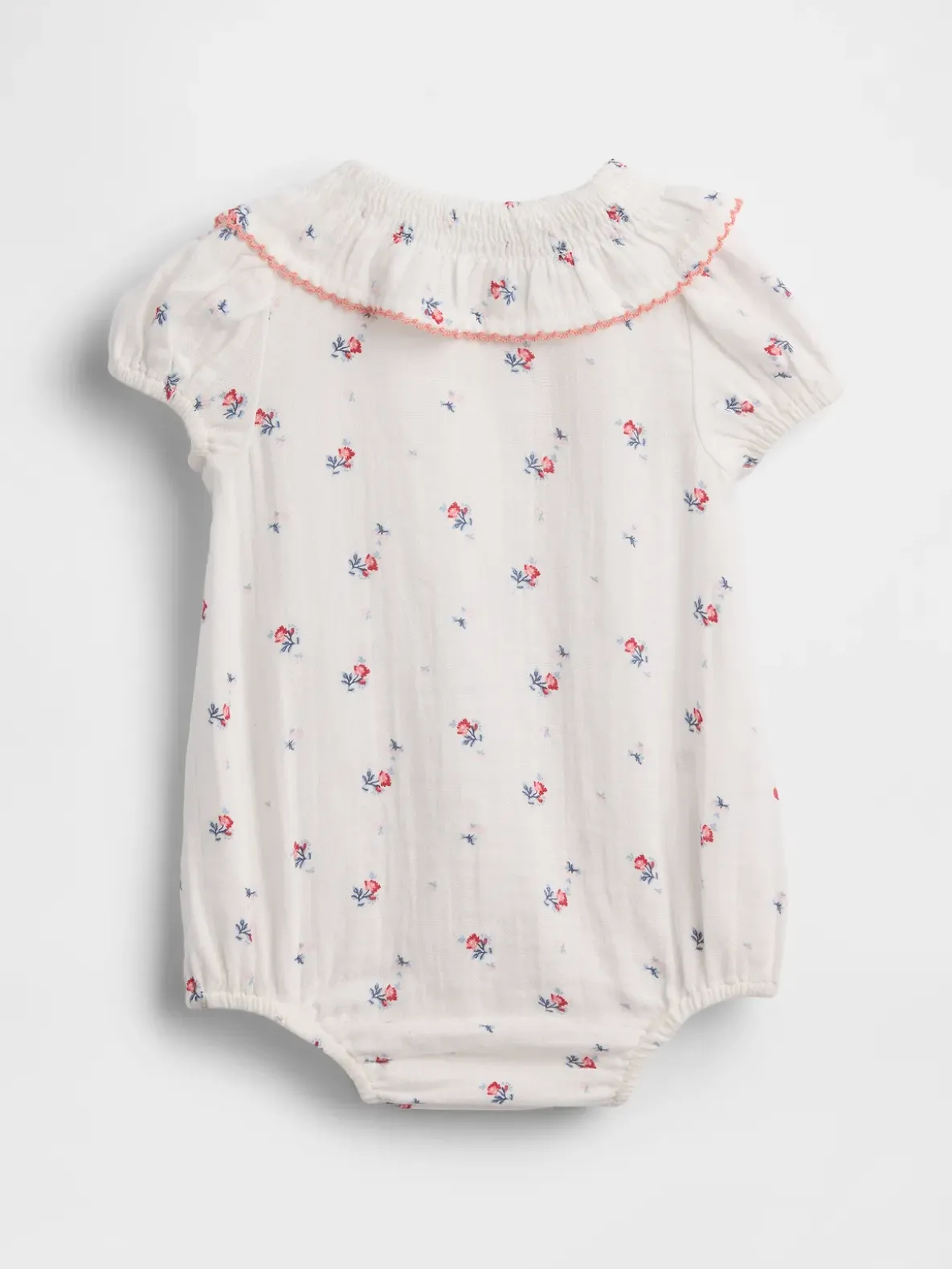 Baby Cotton Gauze Floral Collared Bodysuit