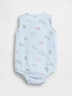 Baby Cotton Gauze Henley Pocket Tank Bodysuit