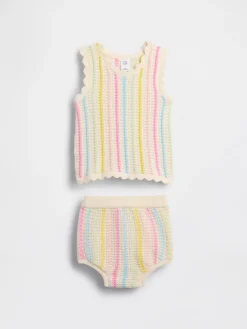 Baby Crochet Stripe Tank Outfit Set
