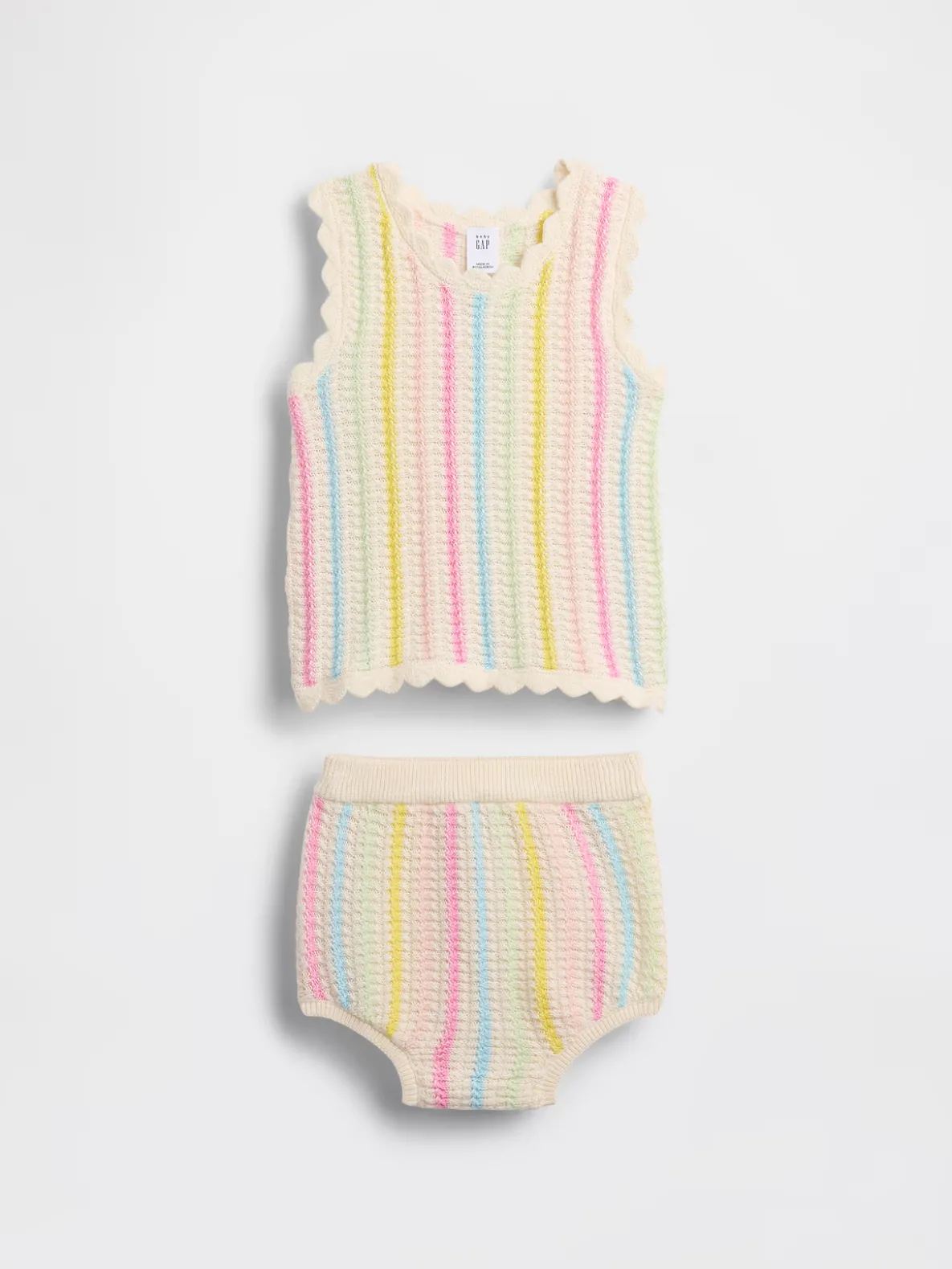 Baby Crochet Stripe Tank Outfit Set