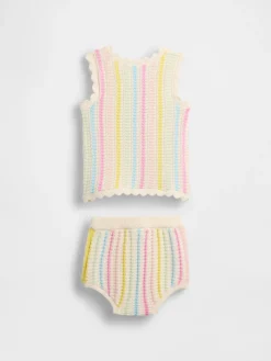 Baby Crochet Stripe Tank Outfit Set