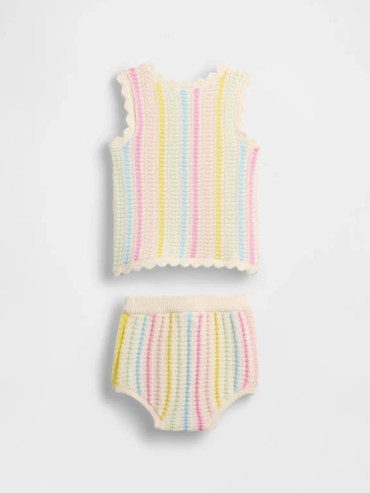 Baby Crochet Stripe Tank Outfit Set