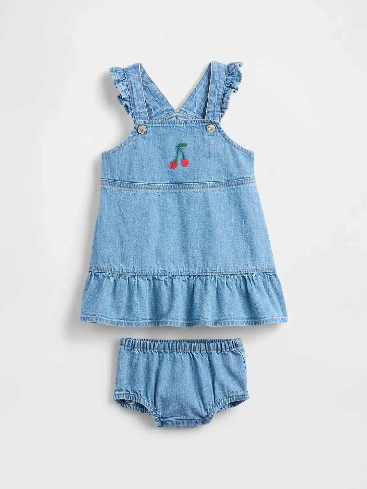 Baby Denim Cherry Skirtall Set