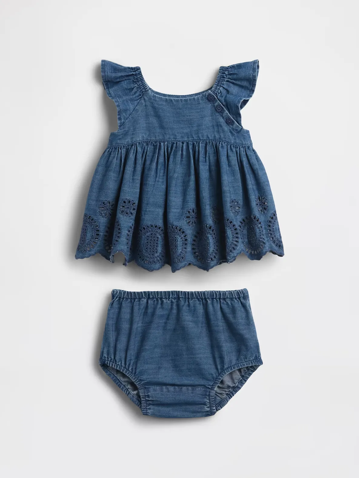 Baby Denim Eyelet Outfit Set