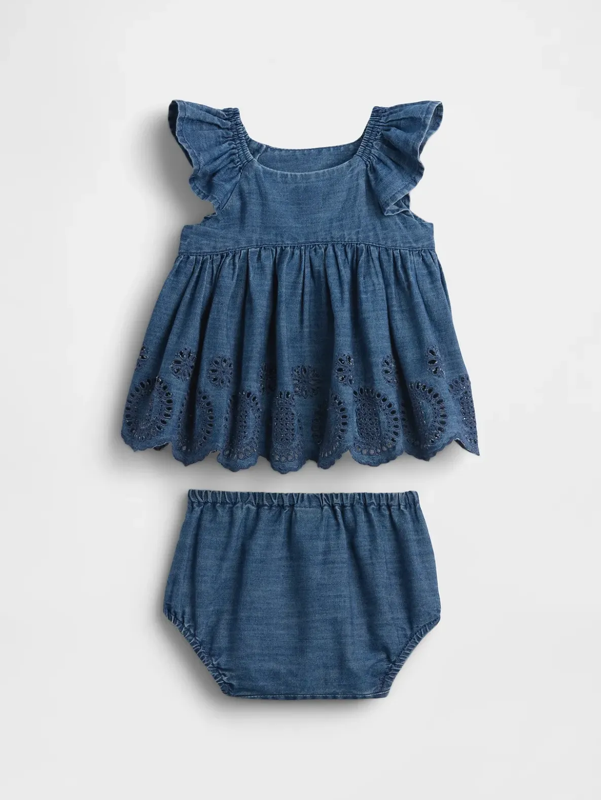 Baby Denim Eyelet Outfit Set