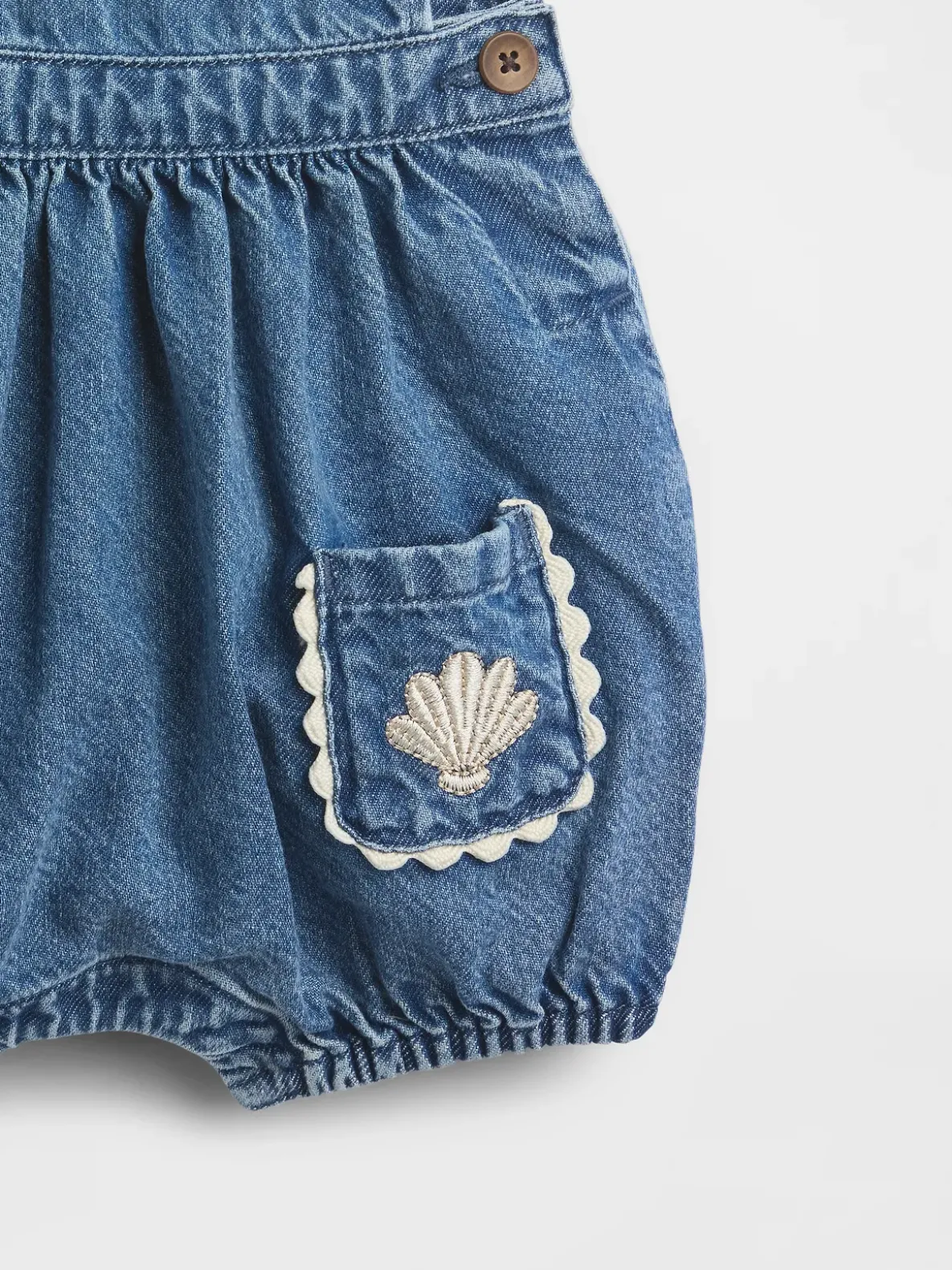 Baby Denim Shell Pocket Bubble Overalls