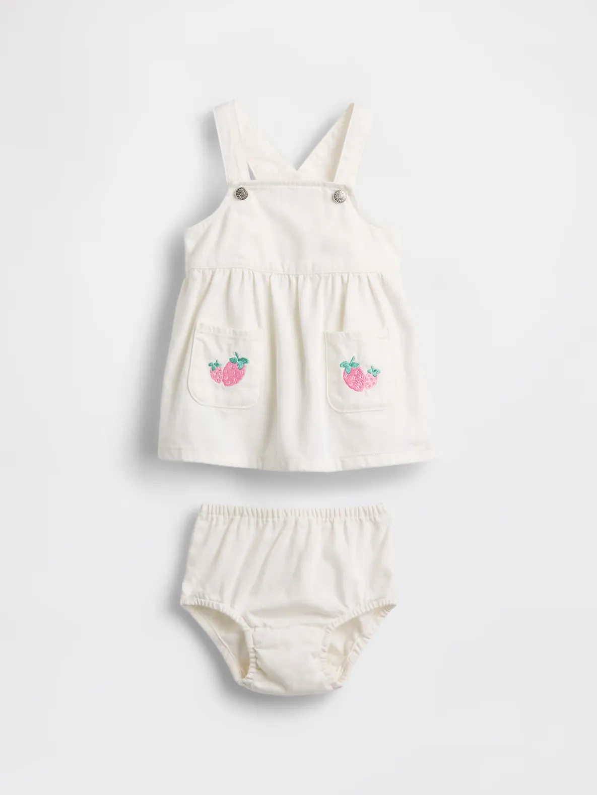 Baby Denim Strawberry Skirtall Set