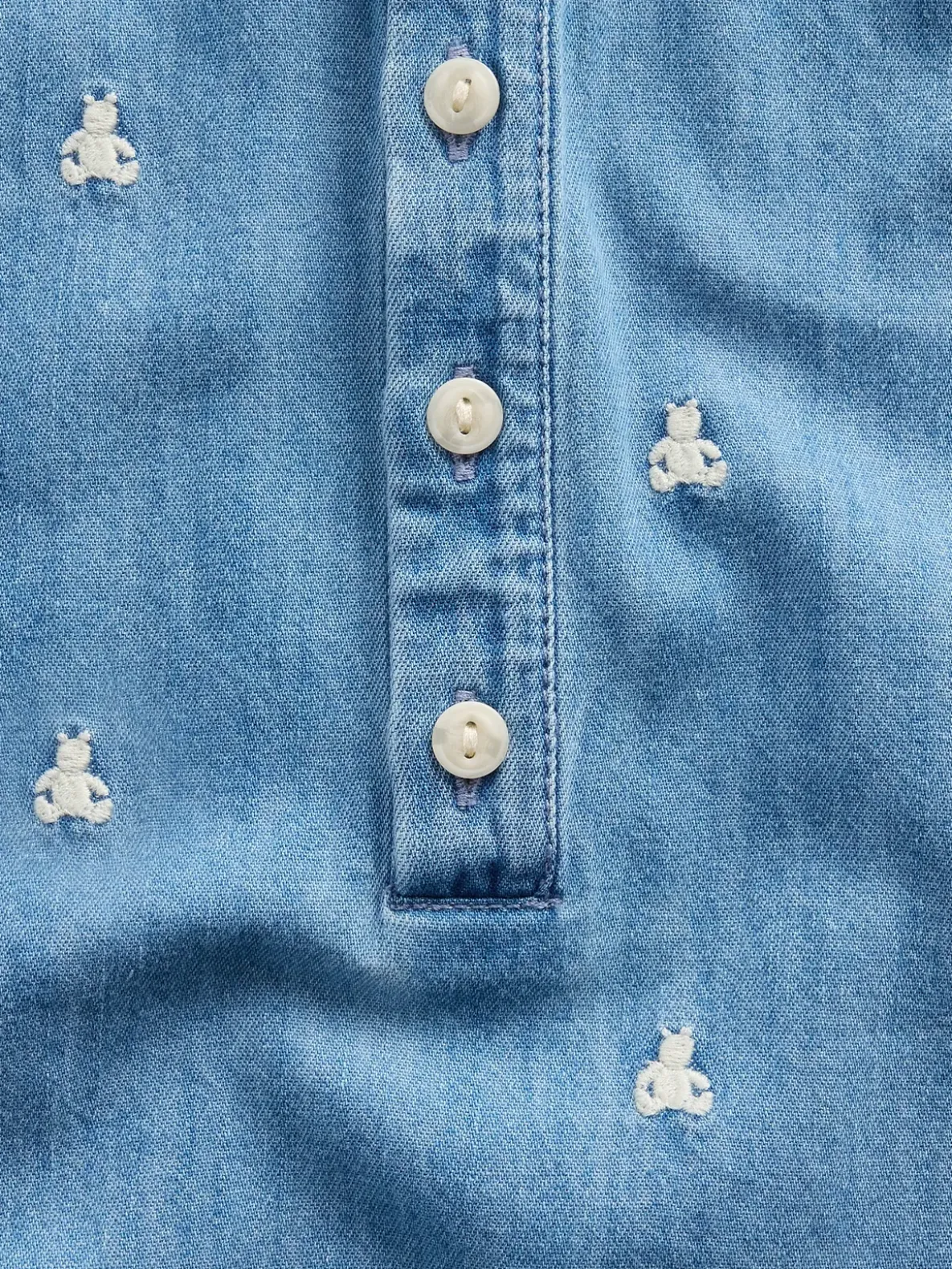 Baby Embroidered Brannan Bear Denim Shorty One-Piece