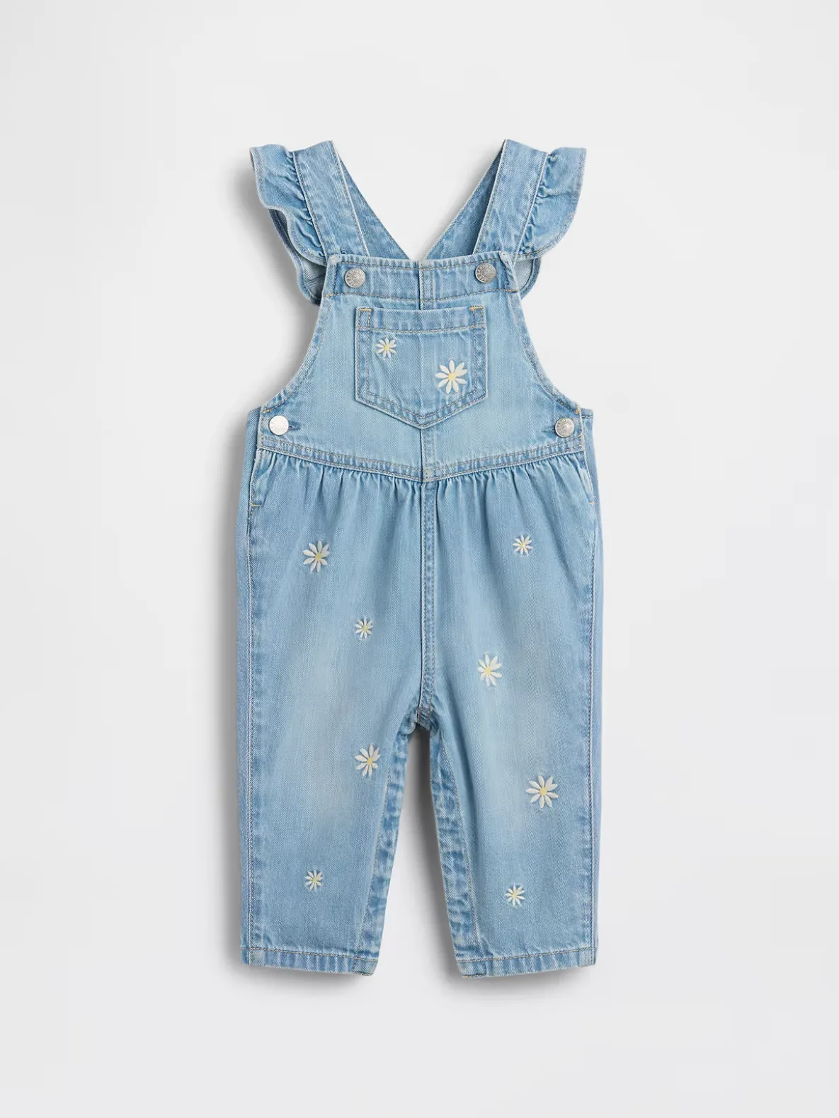 Baby Embroidered Floral Denim Overalls