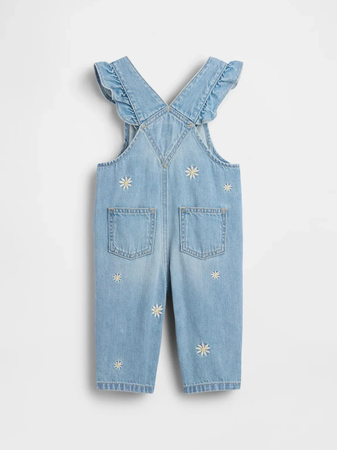 Baby Embroidered Floral Denim Overalls