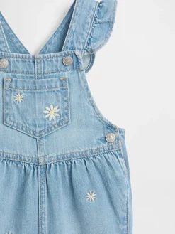 Baby Embroidered Floral Denim Overalls