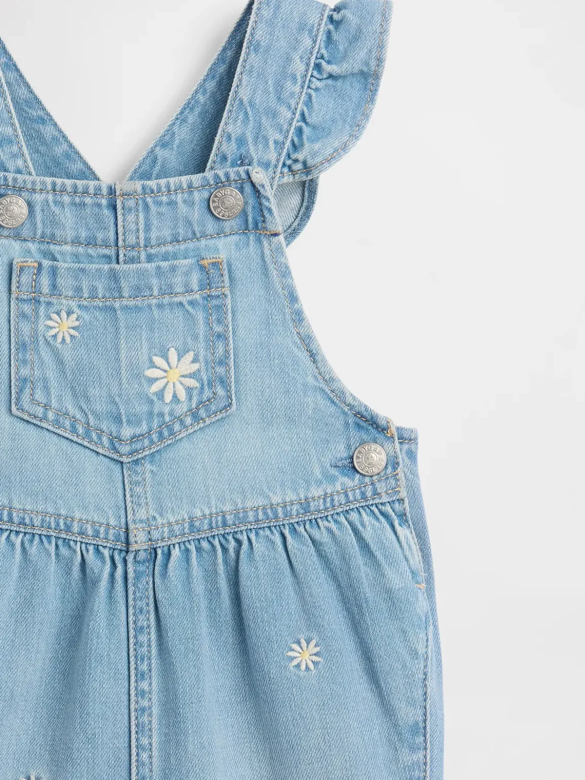 Baby Embroidered Floral Denim Overalls