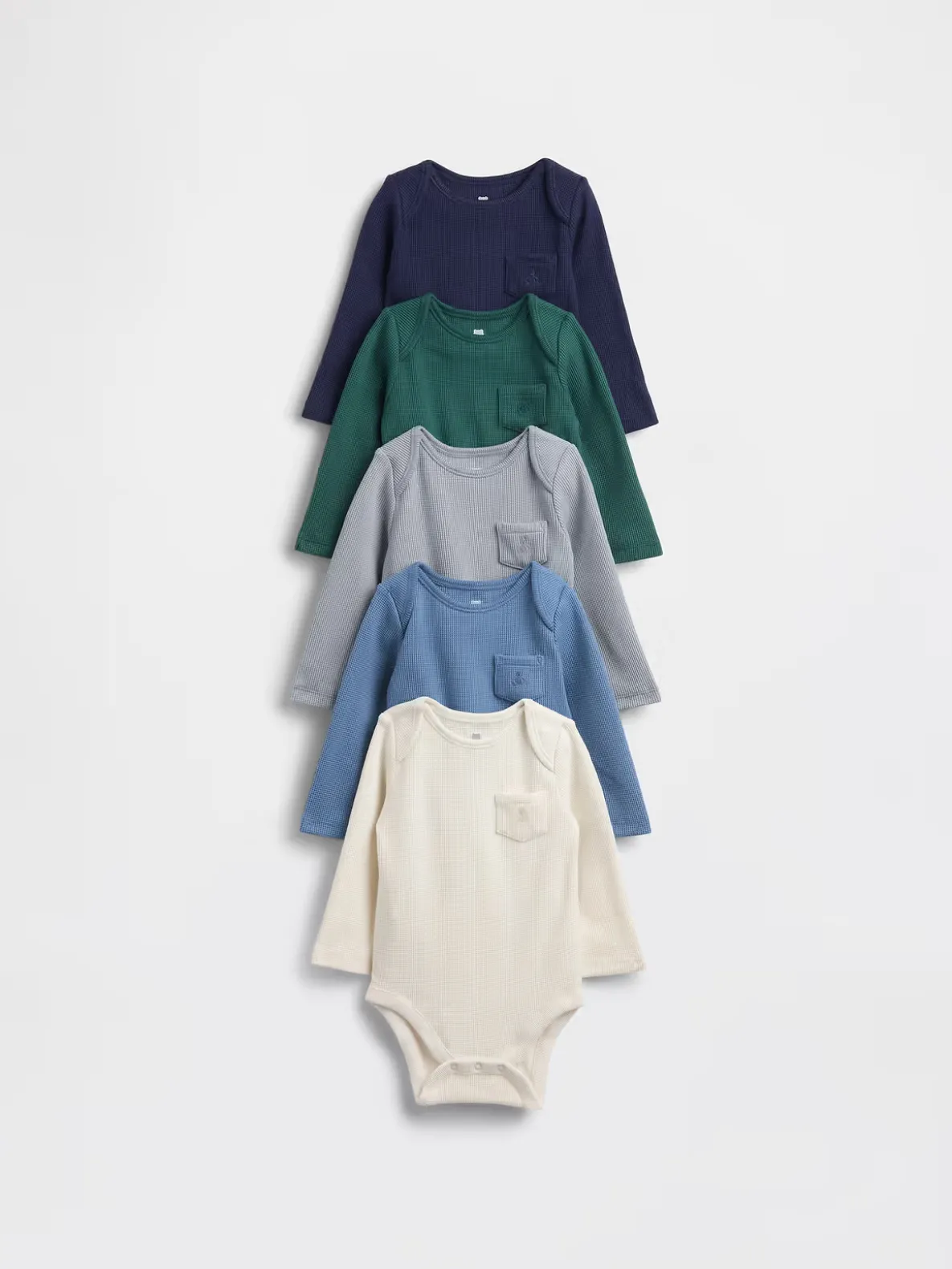 Baby First Favorites Softspun Waffle Pocket Bodysuit (5-Pack)