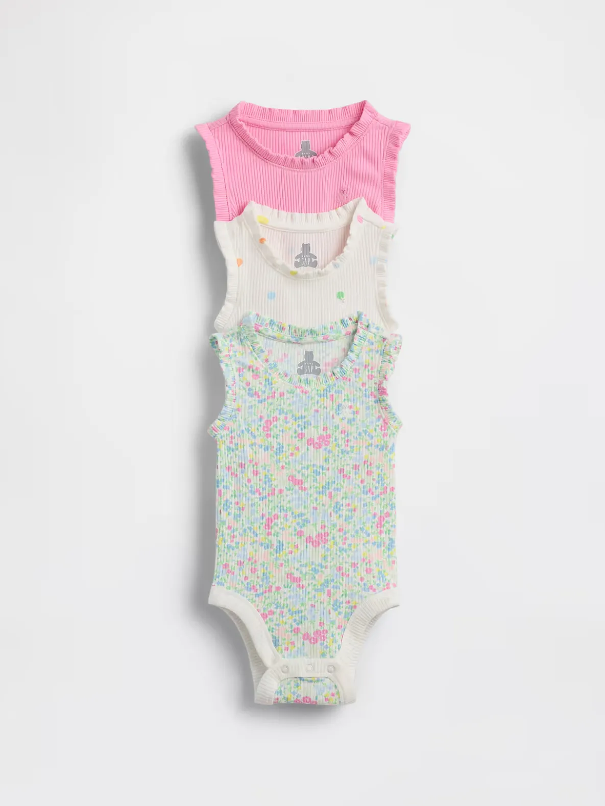 Baby First Favorites TinyRib Ruffle Tank Bodysuit (3-Pack)