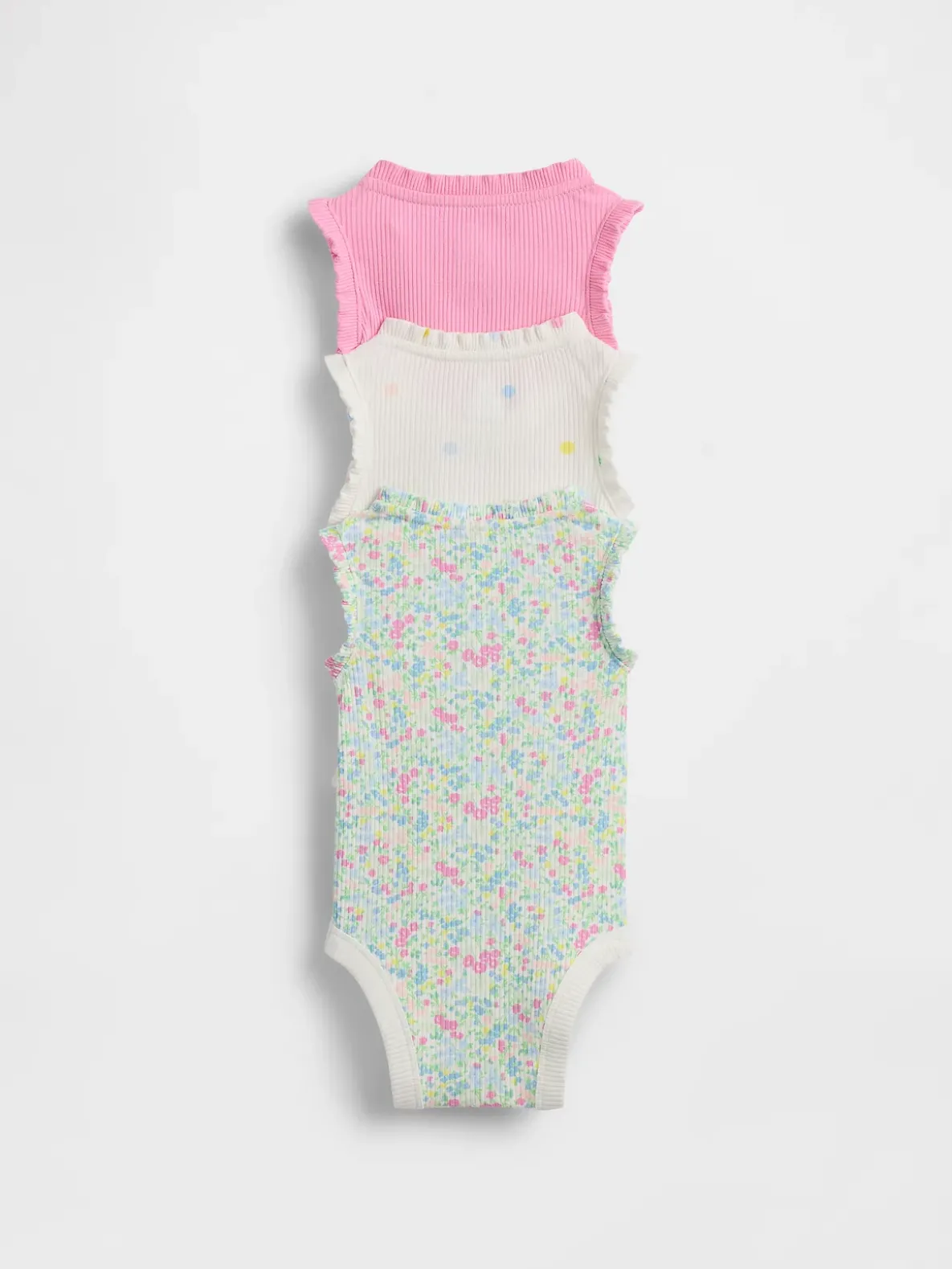 Baby First Favorites TinyRib Ruffle Tank Bodysuit (3-Pack)