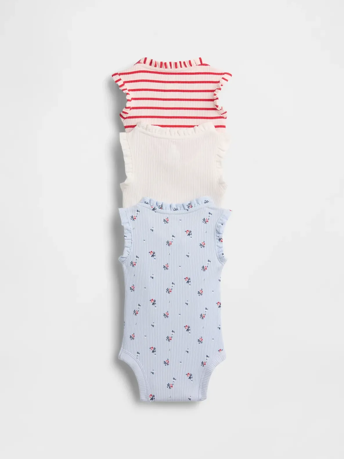 Baby First Favorites TinyRib Ruffle Tank Bodysuit (3-Pack)