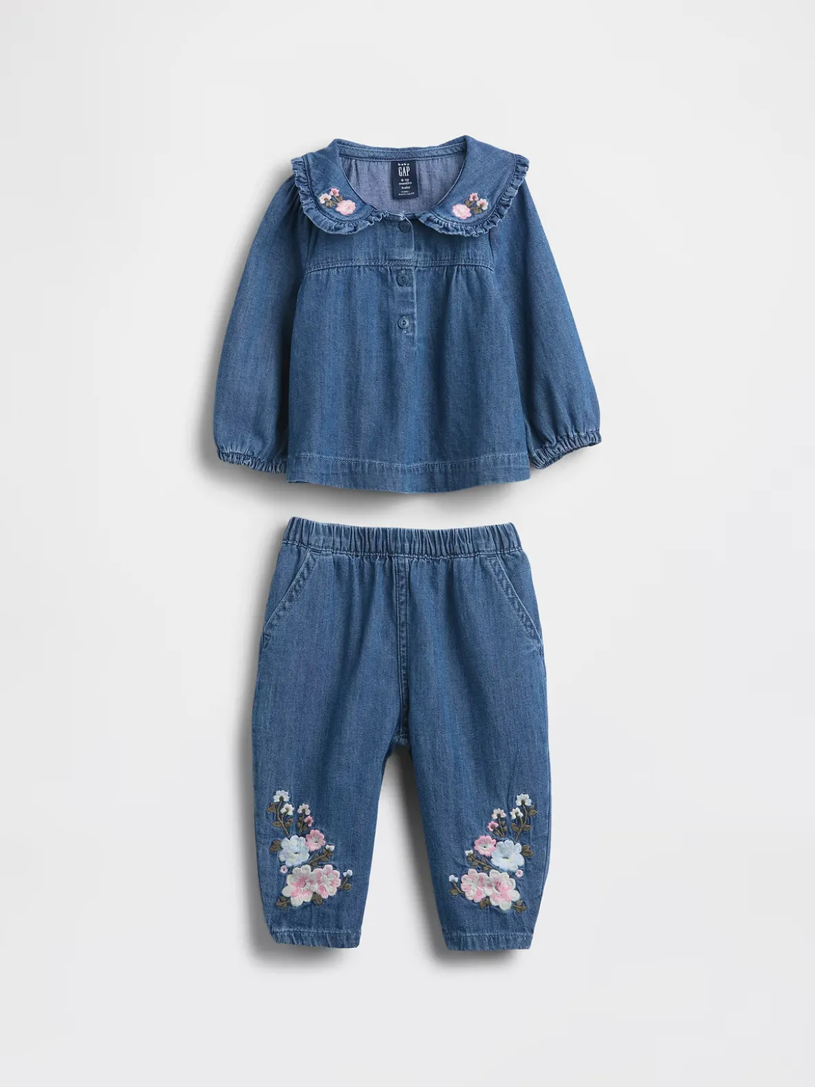 Baby Floral Denim Outfit Set