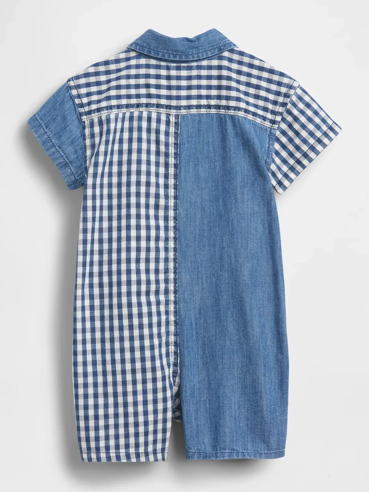 Baby Gingham Denim Colorblock Shorty One-Piece