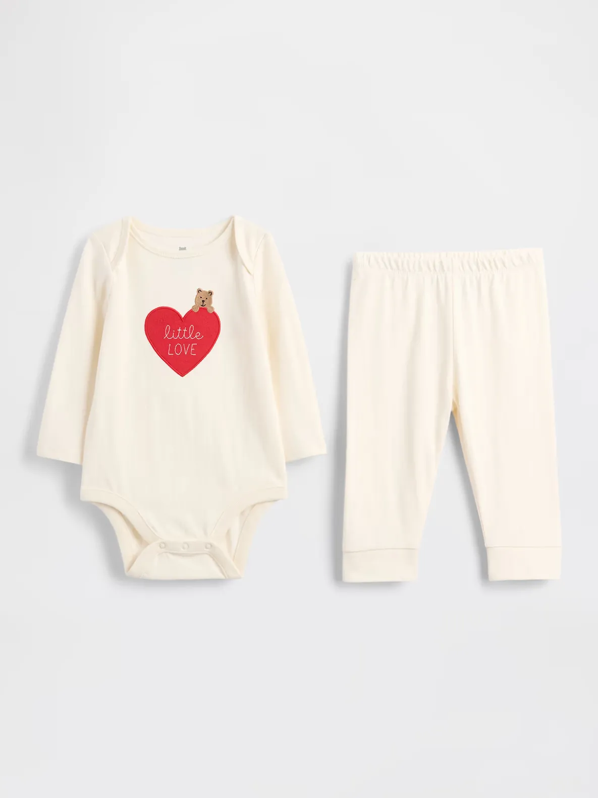 Baby Organic Cotton Bear Heart Bodysuit Outfit Set