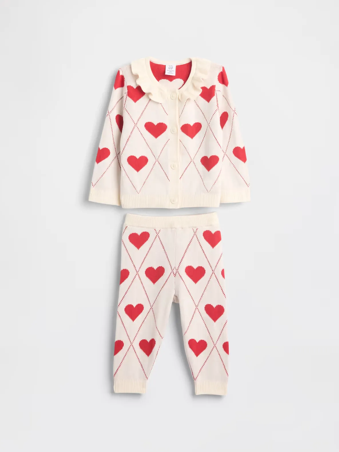 Baby Ruffle Collar Cardigan Sweater Set